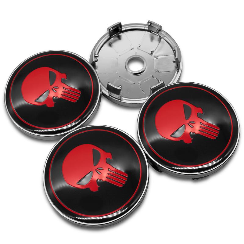4PCS 56MM 60MM Skull Emblem Wheel Center Hub Cap Car Rims Dust-proof Cover Hubcaps Sticker Auto Styling Accessories