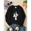 European sizes Crewneck Sweatshirt for Girls with Sketch of Cat Wearing Glasses, Soft Comfy Sportswear for Casual Outings for Kids & Teens
