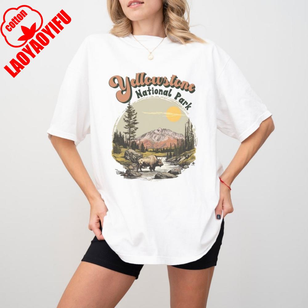 Yellowstone National Park T Shirt for Yellowstone Vacation Gift for Yellowstone Lover Tee Comfort Shortsleeve