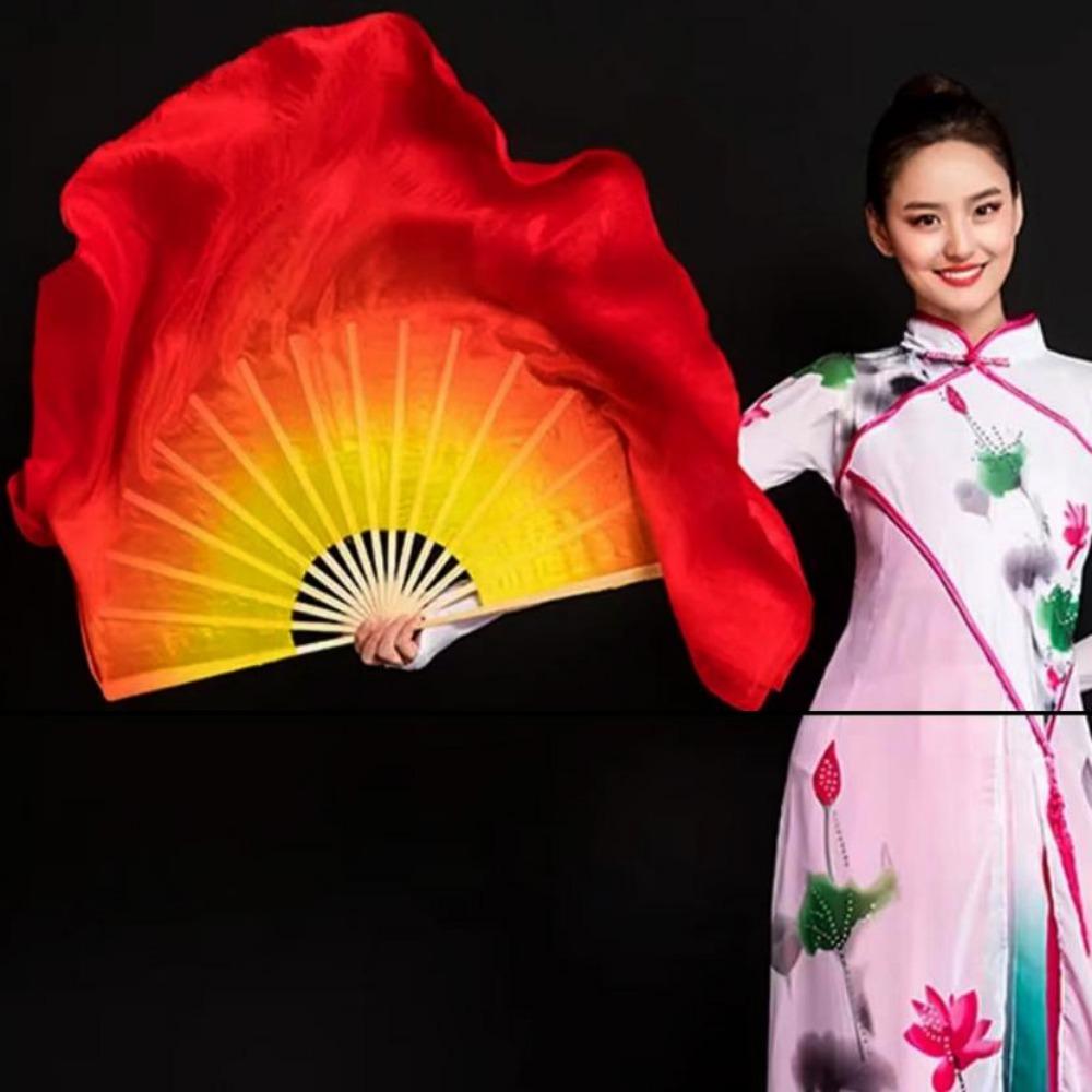 Colorful Kids Children Bamboo Fans Hand Dye Adults Fan  Veil Pairs Yangko Dance Tools