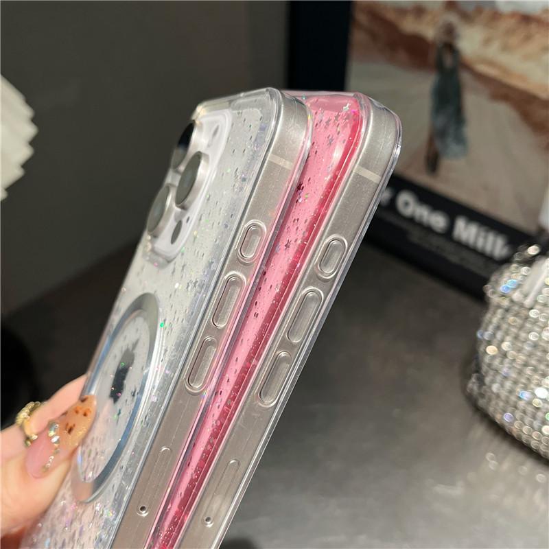 Applicable To IPhone 16 Magnetic Phone Case Glitter Powder 14Promax Apple 15 Protective Case 13