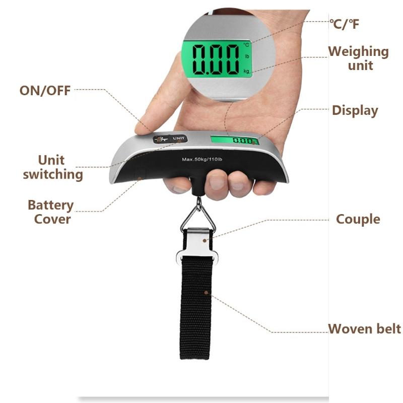 Electronic Balance Pocket Scale with LCD Display 50kg Capacity Hanging Scale for Accurate Luggage Weight Measurement