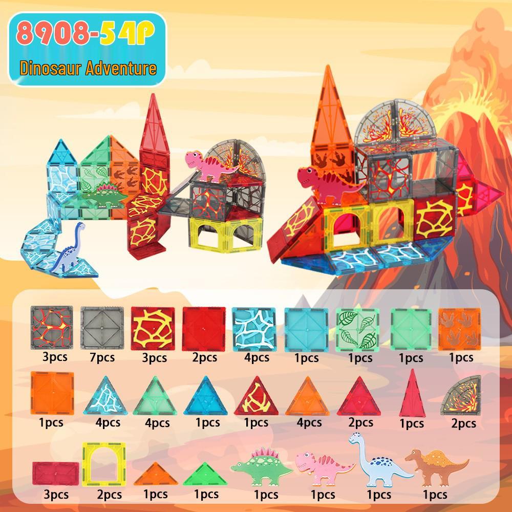 Cross-Border Magnetic Building Blocks: Strong Magnet Road & City Traffic Tiles with Crane & Stained Glass Design