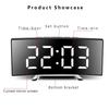 Fashionable Curved Screen LED Electronic Clock Large Screen Mirror Clock Silent Alarm Clock Bedside Table Clock Room Decoration