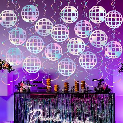 70s Disco Ball Hanging Swirls Retro Disco Party Cutouts Banner Streamers