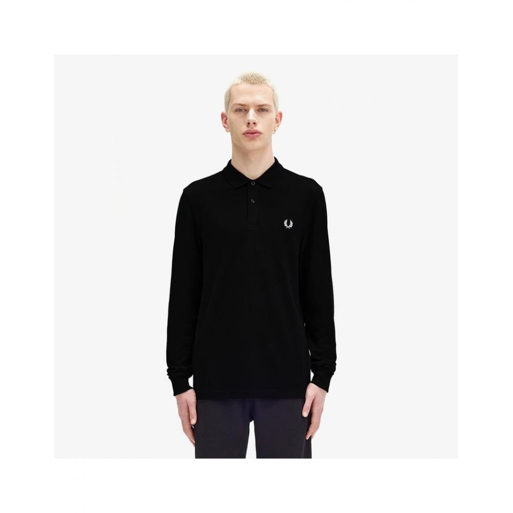 Fred Perry Long Sleeve Plain Fred Perry Shirt   Black White Afpm2436006 350
