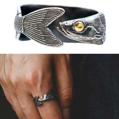 Anelli Regolabili con Raffinati Disegni di Pesce Accessorio Portatile per Donne alla Moda che Cercano Accessori di Moda Unici Uso Quotidiano