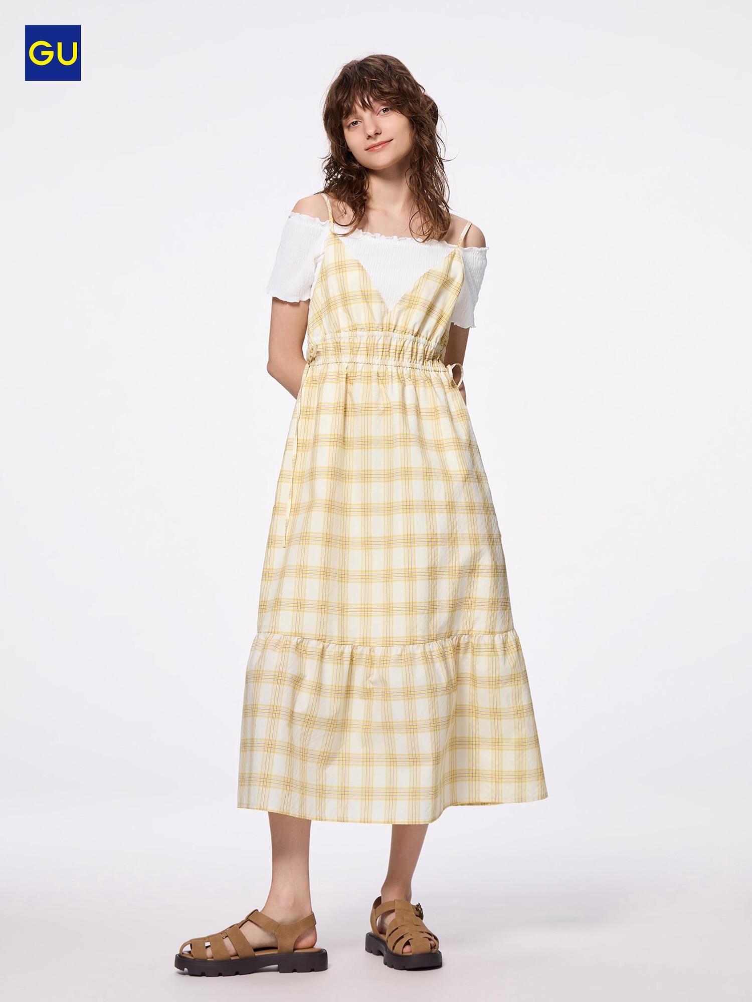 

Uniqlo Платье-комбинезон в клетку Gu 42 YELLOW/WOMEN S