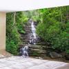 Large wall tapestry of natural forest chalet by the lake, hippie landscape art for home decoration, bohemian wall pendant inspired by nature