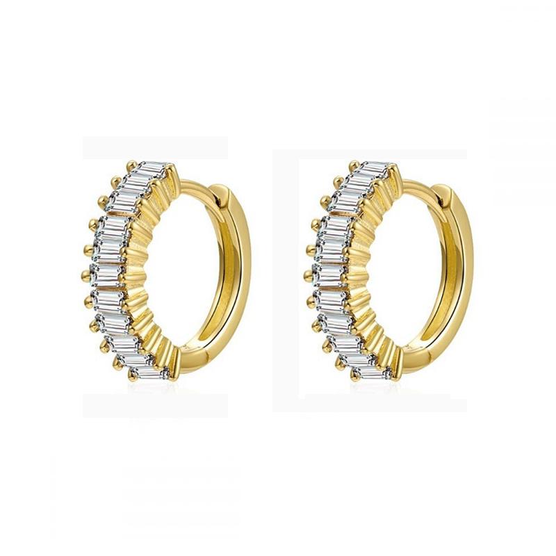 

Fashion Round Hoop Earrings For Women Gold Copper Color CZ Crystal Huggie Daily Ear Buckle Wedding Zircon Gift Pendientes Mujer