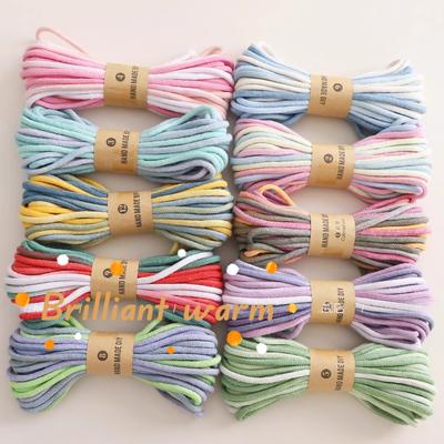4mm 10m Color Gradient Cotton Thread Home Textile Decorative Rope Clothing Grain Rope Handmade Weaving Rope Craft Accessories