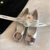 Fashion Flat Shoes for Women 2025 Spring and Autumn Round Toe New Silver Shallow Mouth Mary Jane Plus Size Women's Shoes