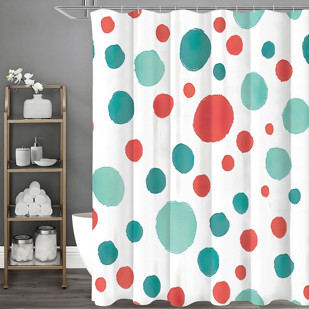 

Red and Blue Polka Dot Shower Curtain, Bathroom Decorative Shower Curtain, Waterproof Shower Curtain with Hooks 90*180cm