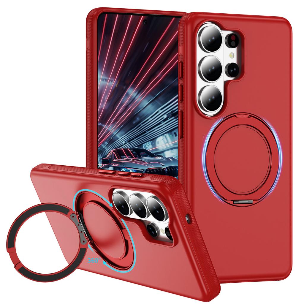 case for Samsung S26 plus ultra 360 degree rotating gear magnetic bracket phone case Skin feel anti fall Wireless Charging plain