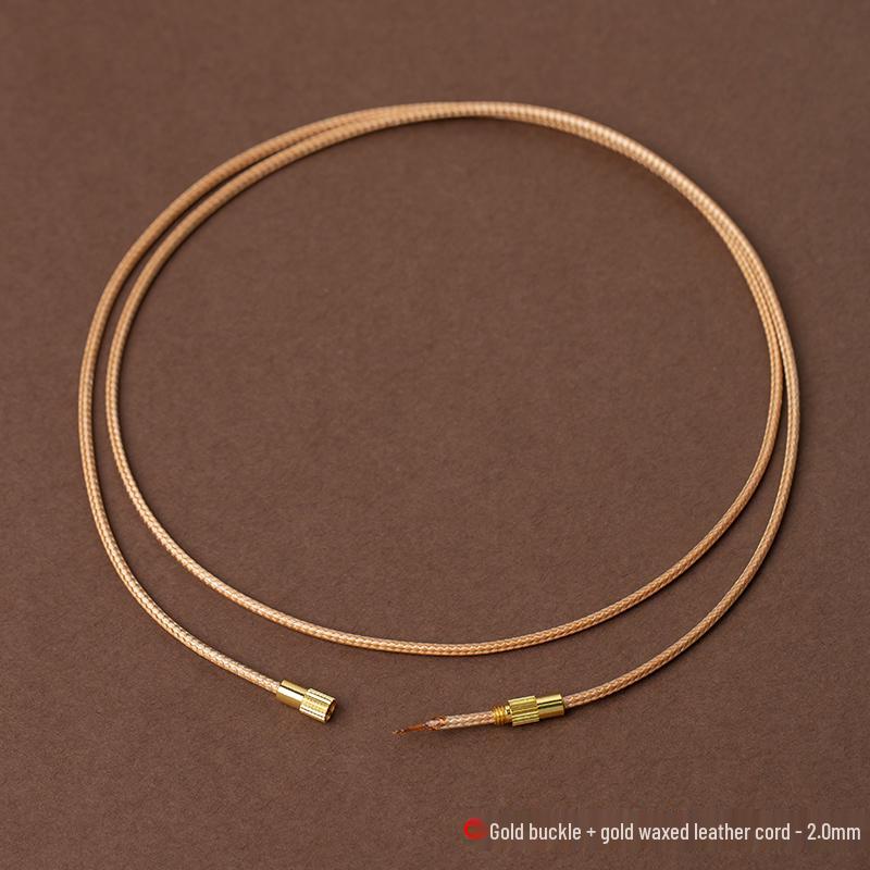 Black Waxed Leather Cord Jade Pendant Necklace for Men and Women