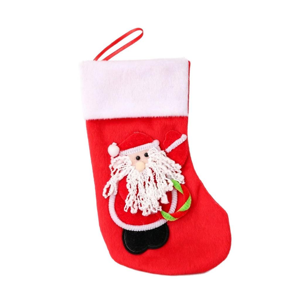 Christmas Stockings with Santa Claus and Snowman Design - Holiday Decorations for Home and Windows