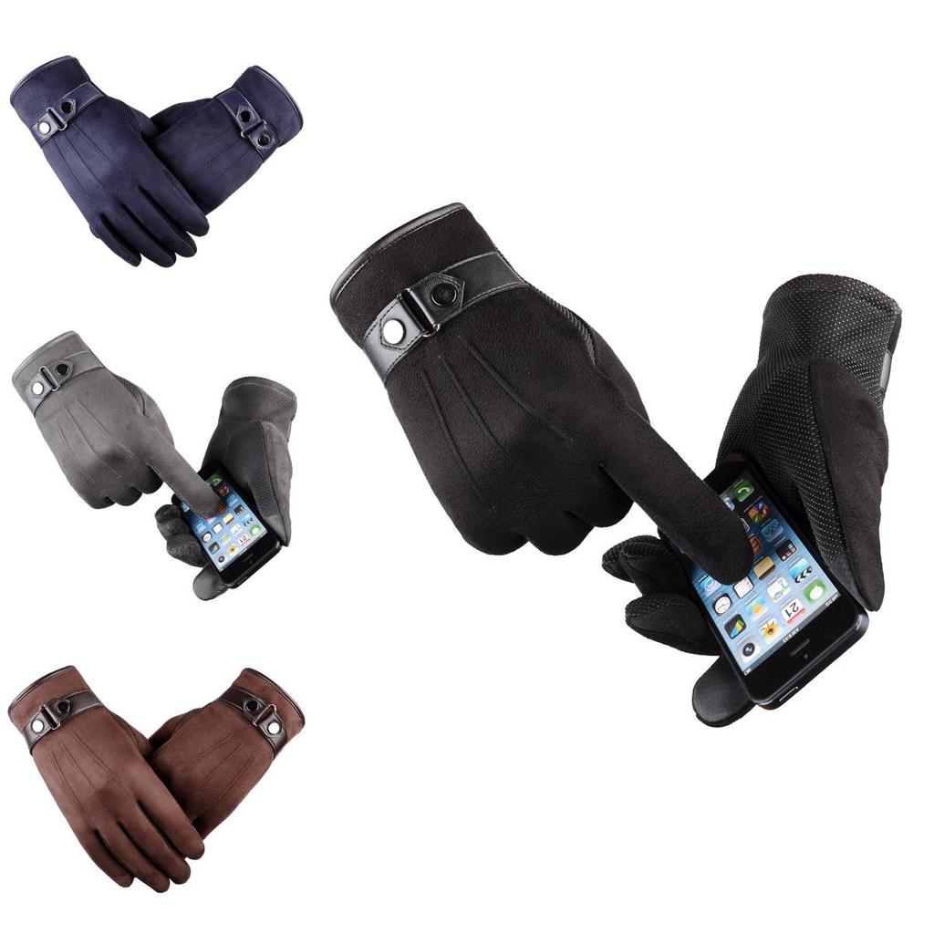 Herren Winter Warme Wildleder PU-Leder Fleecegefüttert Touchscreen Fahrhandschuhe Perfekt für Outdoor-Aktivitäten
