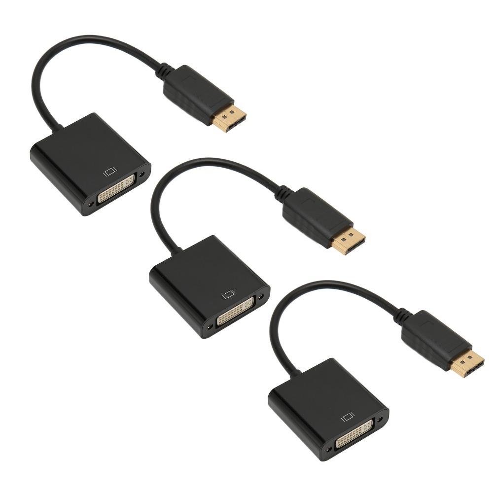 3PCS 1080P DP To DVI Adapter Cable Unidirectional DP Conversion Cable  Office Workers