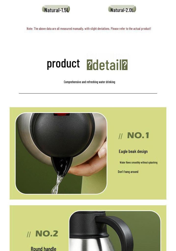 Chickpea Stainless Steel European Style Coffee Pot - Multi-Functional Insulated Thermal Kettle for Hot & Cold Storage.