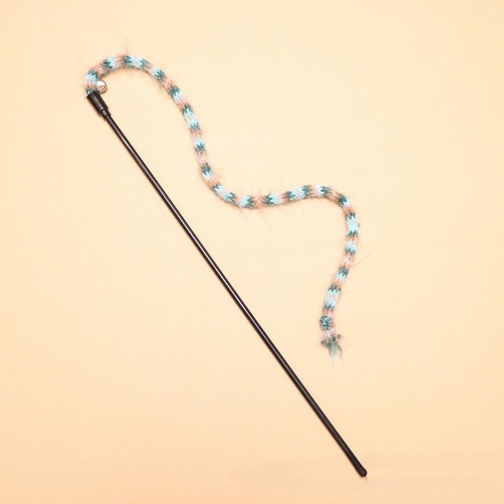 Colorful Striped Plush Rope Cat Teasing Stick Toy Knitting Wool Pet Toys