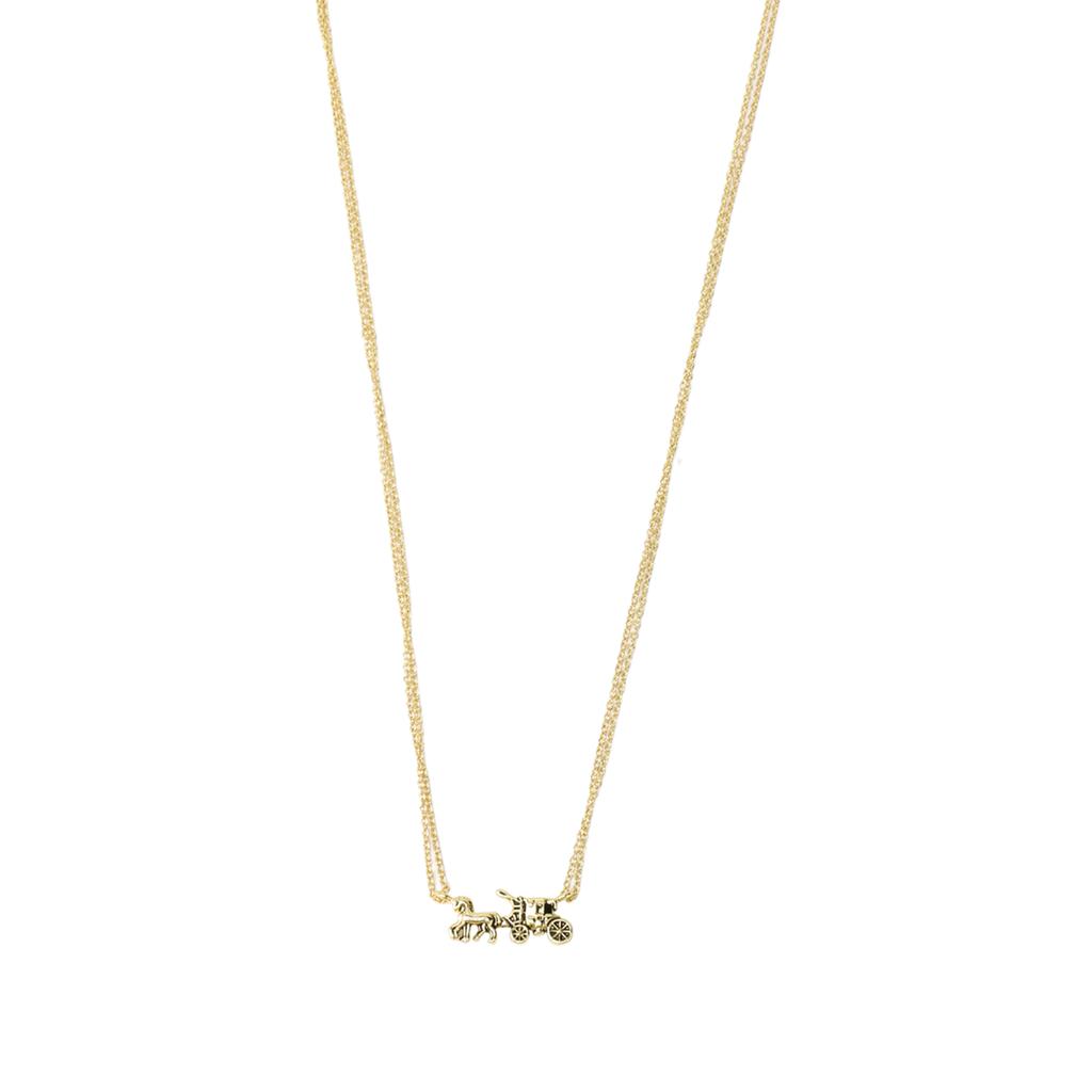 Coach Horse And Carriage Logo Decorative Unique Design Brass Necklace Women Necklace Gold F33375-GLD