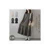 [Quiet Wave] Women's Sweatshirt Dress, Long Sleeves, Figure-Flattering, Ruffled Hem, Round Neck, Long Dress, Autumn/Winter, Maxi Length, Plus Sizes