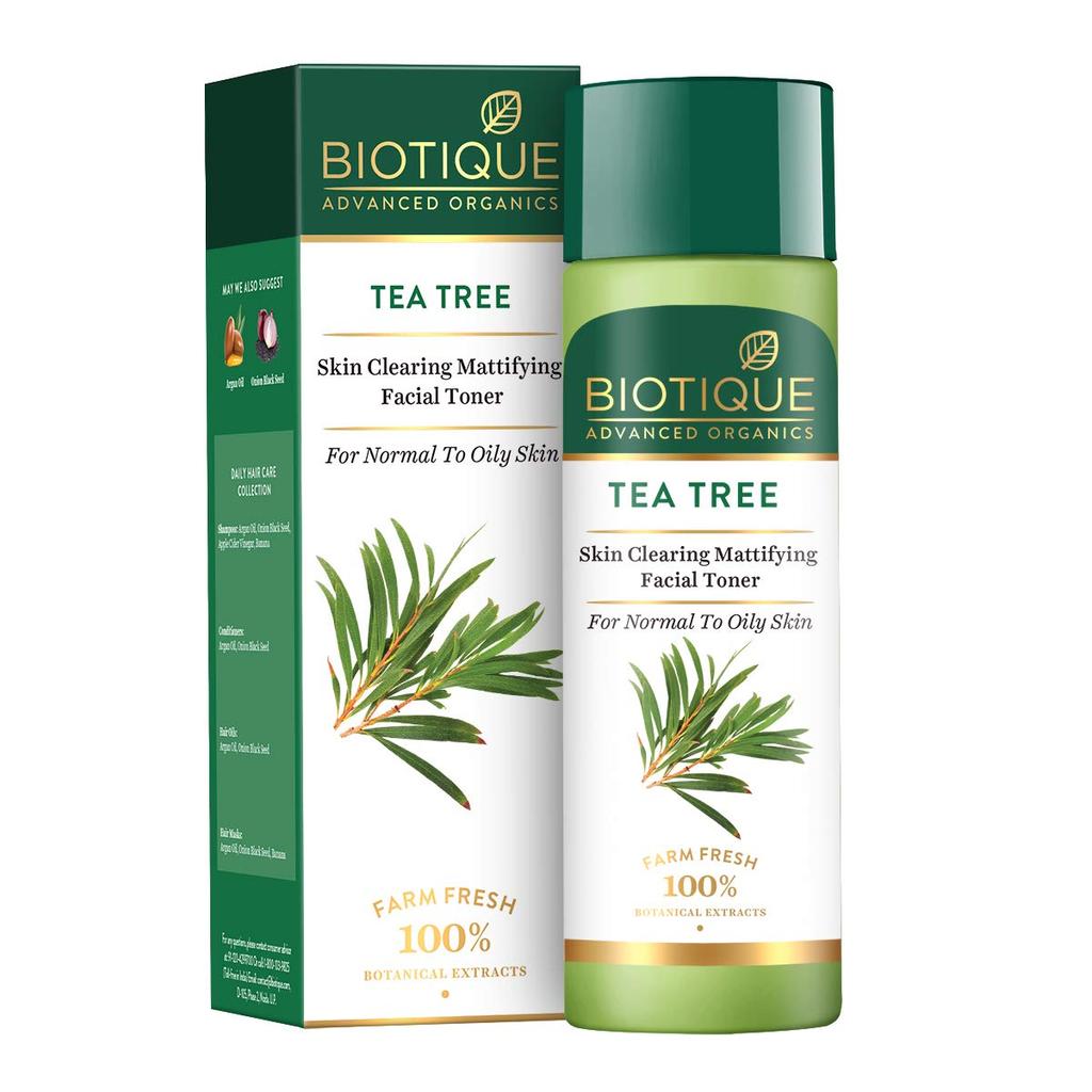 Biotique Tea Tree Skin Clearing Mattifying Facial Toner 120ml & Biotique Tea Tree Skin Clearing Normal To Oily Skin Face Wash, 150 Ml