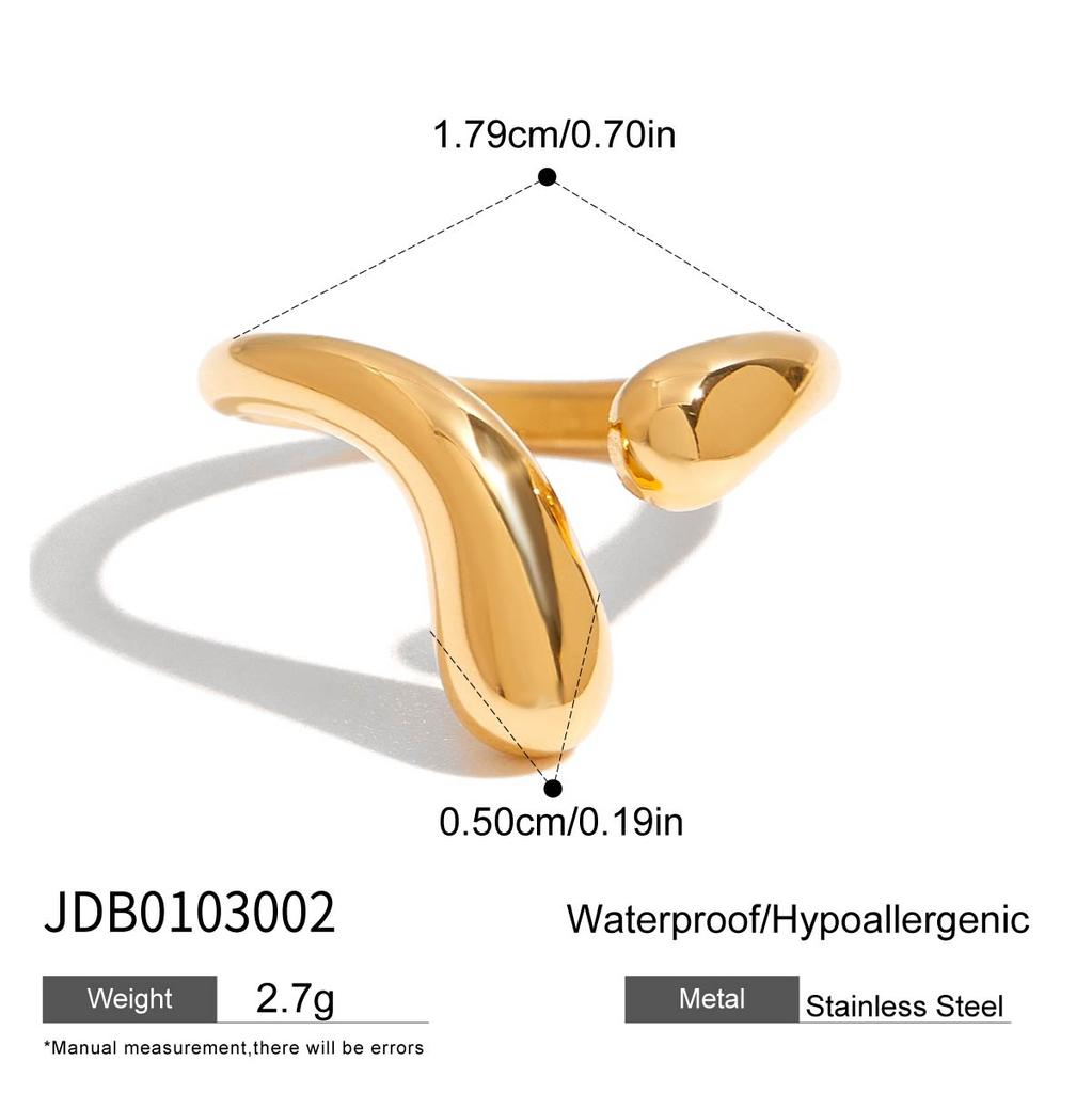 Youthway Irregular Drop Adjustable Open Ring Stainless Steel Metal Finger Jewelry Distinctive Glossy Minimalist Ring For Gift