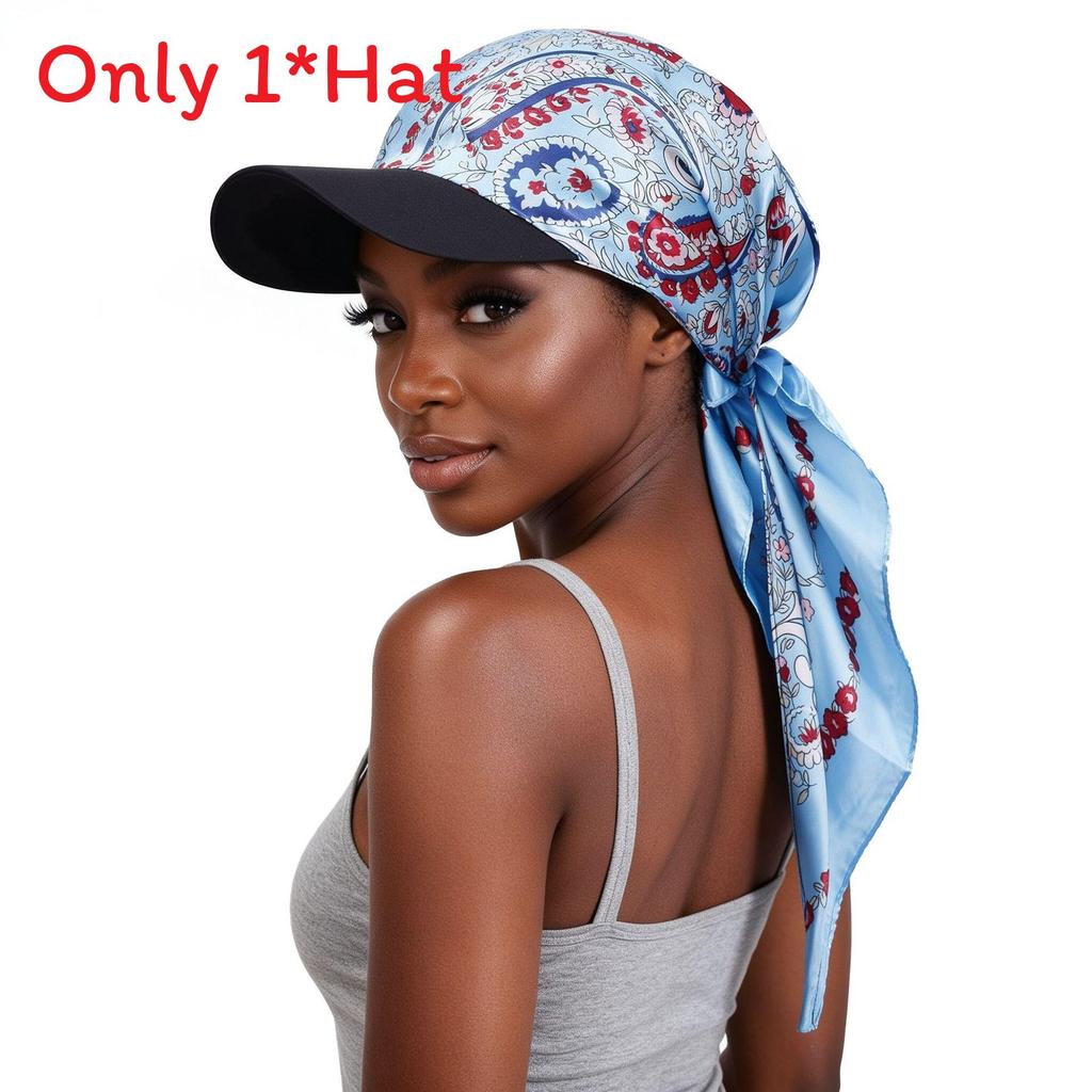 Fashion Print Silk Scarf Headwear With Sun Protection For Outdoor Activities