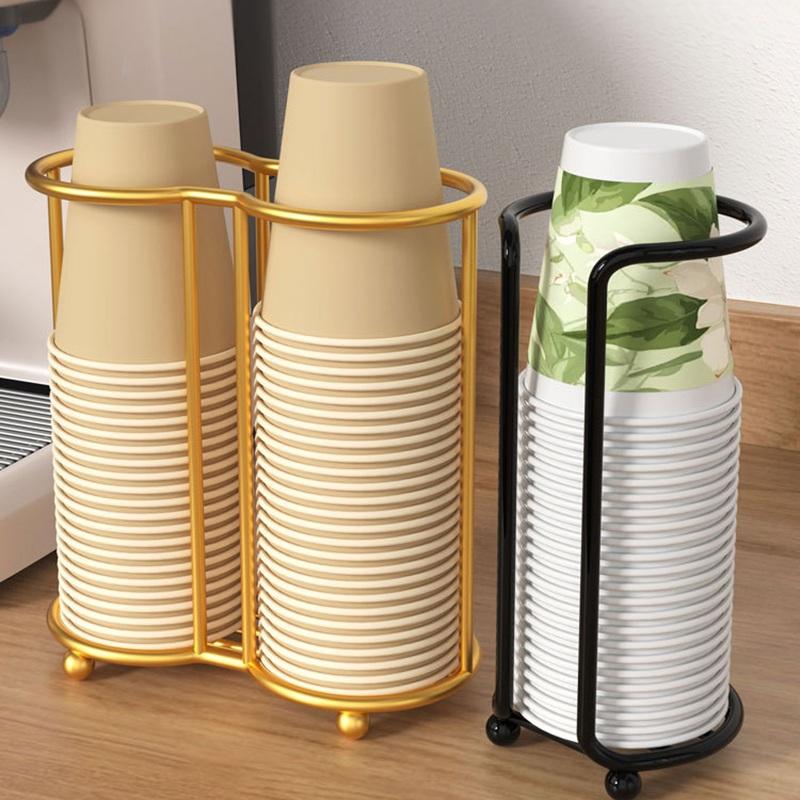 Portabicchieri di Carta Usa e Getta a Doppia Fessura, Dispenser Metallico per Tazze da Caffè, Scaffale Organizer per Bicchieri da Banco per Casa e Ufficio