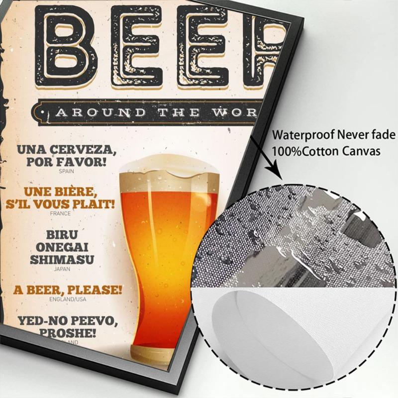 Vintage Beer Wall Art Poster Retro Beer Premium Quality Fresh Beer Best In Town Canvas Painting Retro Bar Restaurant Decor Mural