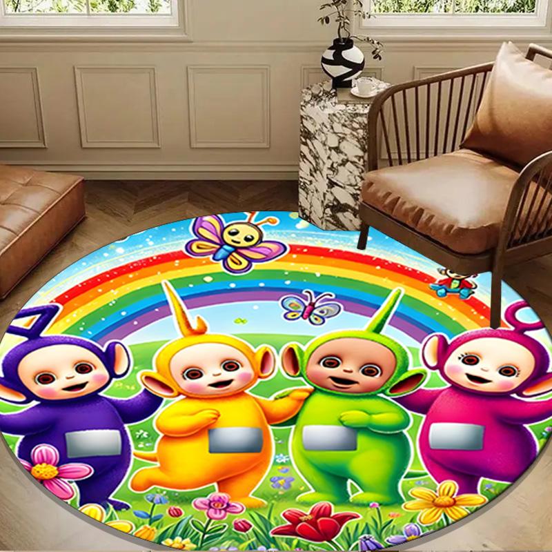 Tele-tubbies Celebration Round Rug for Livingroom,Bedroom, Palyroom, Chair Rug, Area rug, Circle Carpet, Large Size Fan Christmas gift