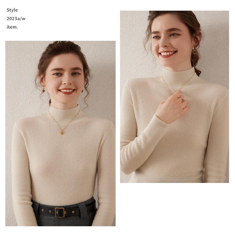 Autumn/Winter 2024 Women's Slim Fit Half-High Neck Cashmere Sweater