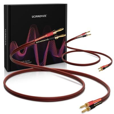 Cabo de alto-falante OFC HIFI de cobre puro de alta qualidade UCINNOVATE com plugue banana 2m plugue de ponta banana banhado a ouro macho para macho 600 fios 14AWG para áudio