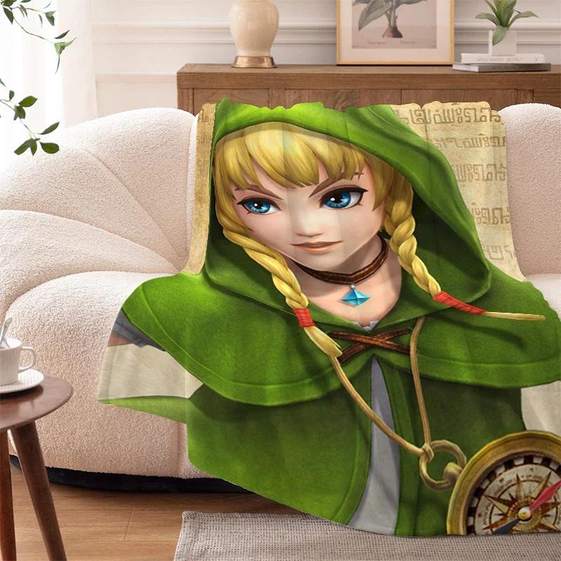 Custom Warm Fleece Blanket for Sofa Bed Soft Flannel Throw King Size Perfect for Camping Winter Zelda Theme