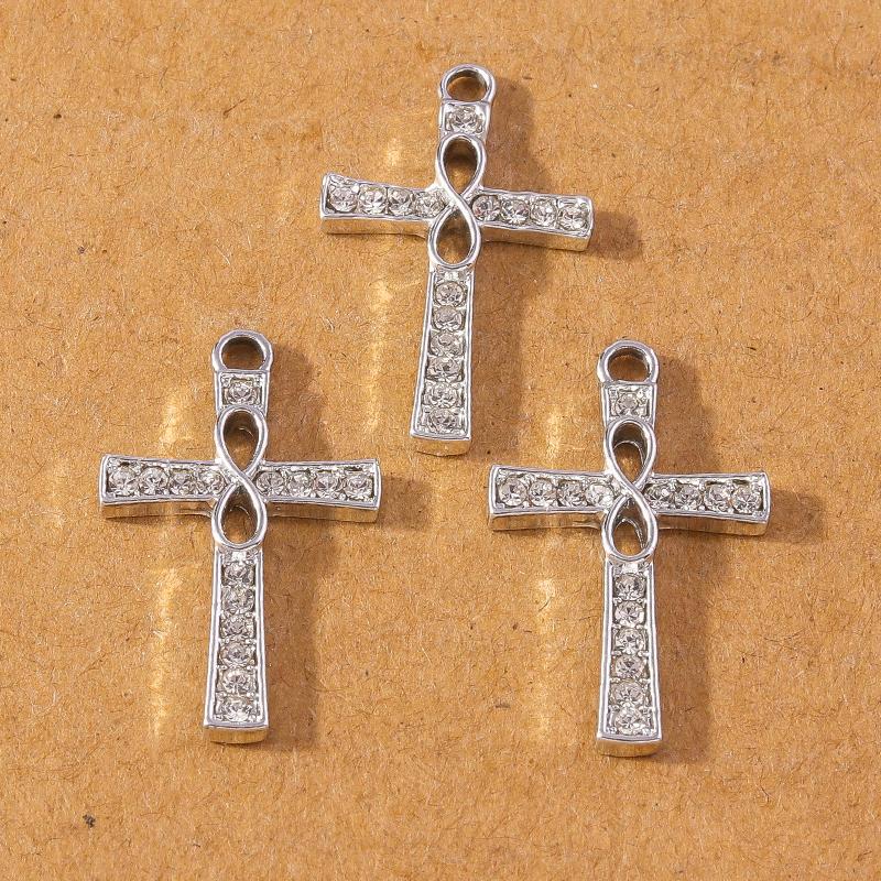 10pcs 24*11mm Crystal Rhinestone Cross Charms Pendants for Necklace Earrings DIY Handmade Jewelry Making Accessories