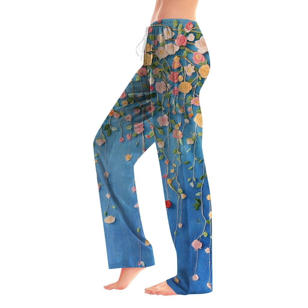 Women's Fashion Loose Casual Bow Printed Casual Pants