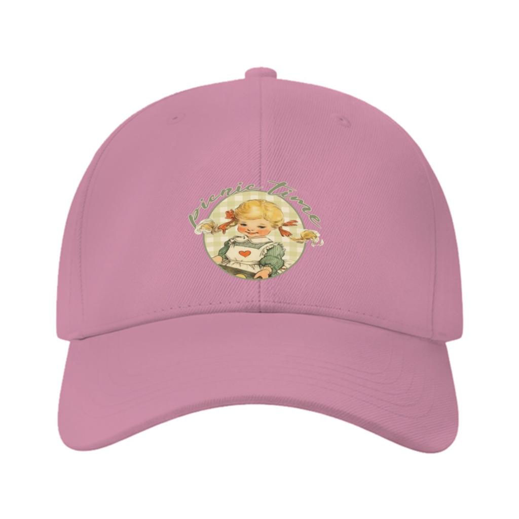 Picnic Time Vintage Girl Graphic Baseball Cap Adult Casual Cotton Adjustable Headwear
