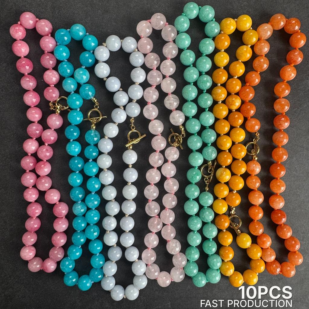 Neuer Eingang Individueller Regenbogenperlen Schmuck Bunter Naturstein Halskette Grobes Edelstein Knebelverschluss Geschenk für Frauen für Boutiquen