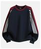 2025 Unisex Fleece-Lined Sweatshirt Set: High Street Three Stripes, Round Neck, Autumn/Winter Warmth
