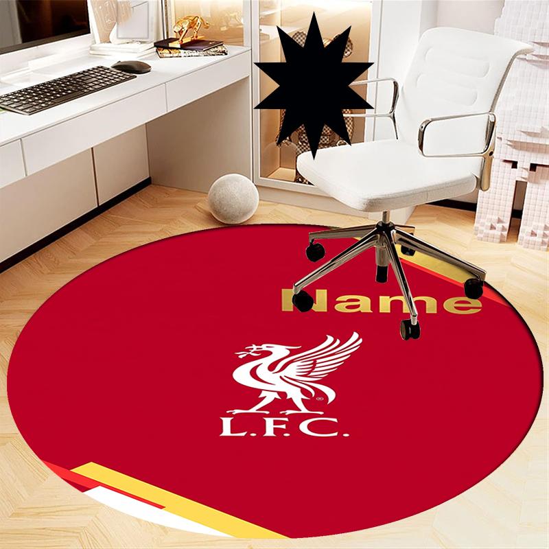 Benutzerdefinierter Name Liverpool Football Club Aufgedruckter Runder Teppich Teppich Stuhlteppich Bereichsteppich Eingang Fußmatten, für Bürostuhl Wohnzimmer Schlafzimmer Küchenraum.