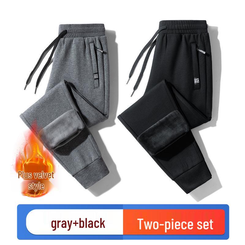 Men's Plus Velvet Thickened Winter Casual Pants - Warm Outdoor Sports Long Pants, Large Size, Custom Logo Available