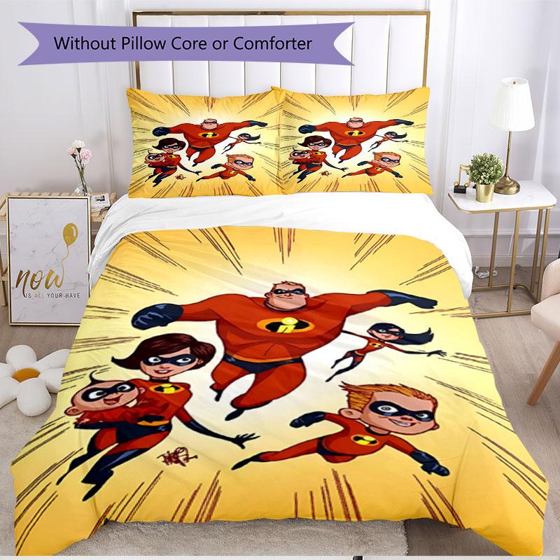 3pcs Duvet Cover Set (1*Duvet Cover + 2*Pillowcase, Without Core), Incredibles Print Soft All‑Season Bedding Set, Home Bedroom Decor Gift