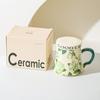Lily of The Valley Ceramic Water Cup Home Office Large Capacity Coffee Cup Breakfast Cup with Lid Design Coffee Cup