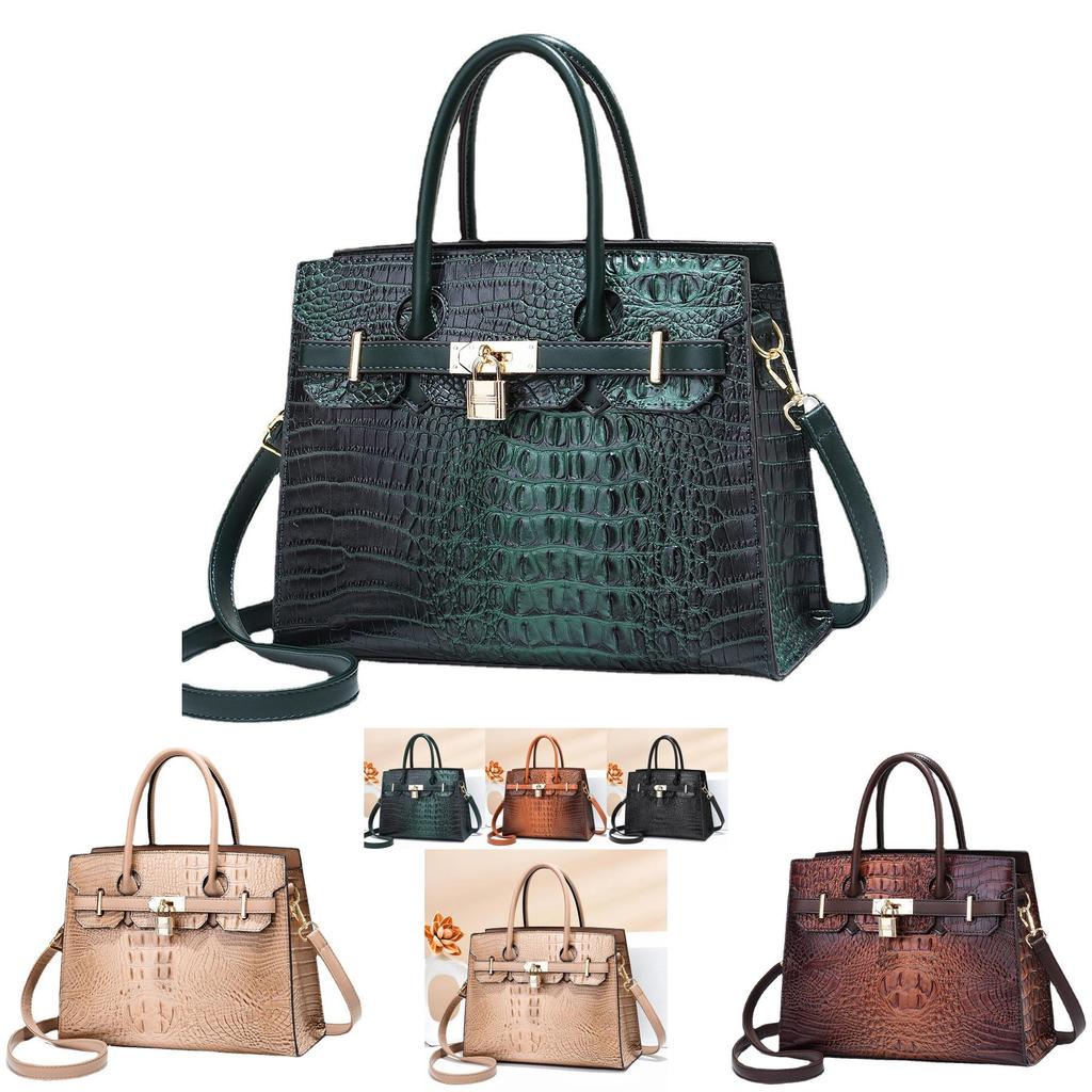 Borsa a Tote Elegante di Grande Capacità con Fantasia Coccodrillo Per l'Uso Quotidiano alla Moda