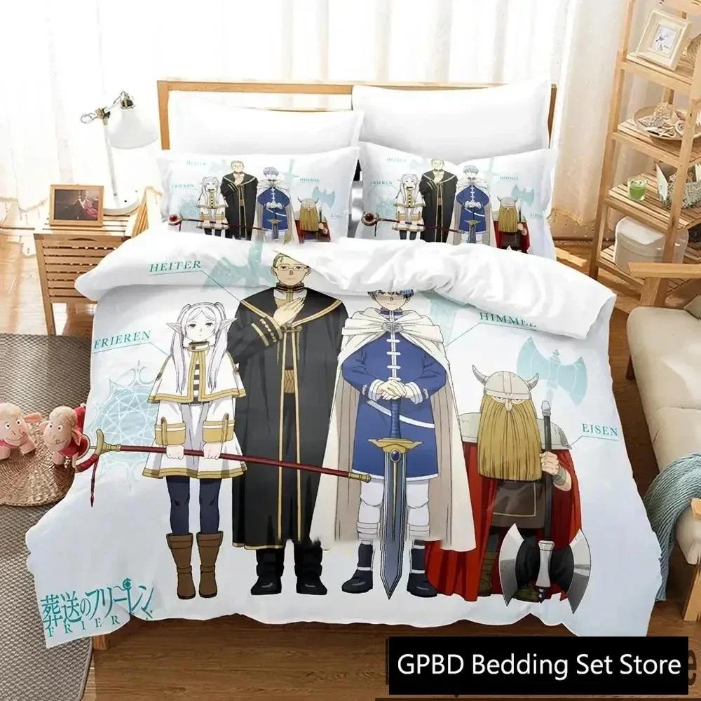 3D Print Anime Frieren Comfortable Duvet Quilt Cover Pillowcase Bedding Set Children Bedroom Decoration Home Textile