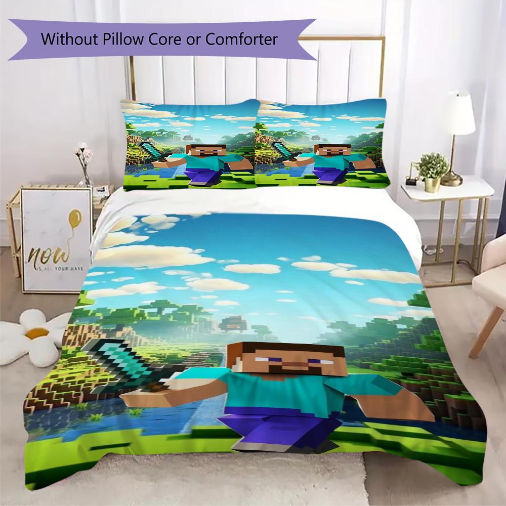 Block World Adventure Bedding 1 Duvet Cover 2 Pillowcase Without Core Without Core Christmas Birthday Gift Duvet Cover And Pillowcase