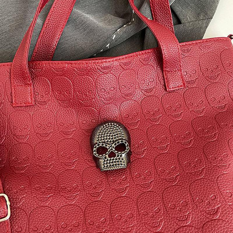 Bolso de Hombro de Gran Capacidad Bolso Tote Vintage de Calavera de Halloween para Mujer Monedero con Billetera Bolso de Mano Moderno de Cuero Sintético