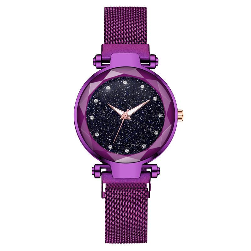Starry Surface Ladies Watch With Quartz Movement And Metal Strap For Casual Wear And Gift