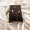 Leather Journal Gold Crescent Moon & Stars Dream Journal, Handmade Leather Sketchbook, Wedding Gift, Notebook, Travel Dairy, Leather Dairy.